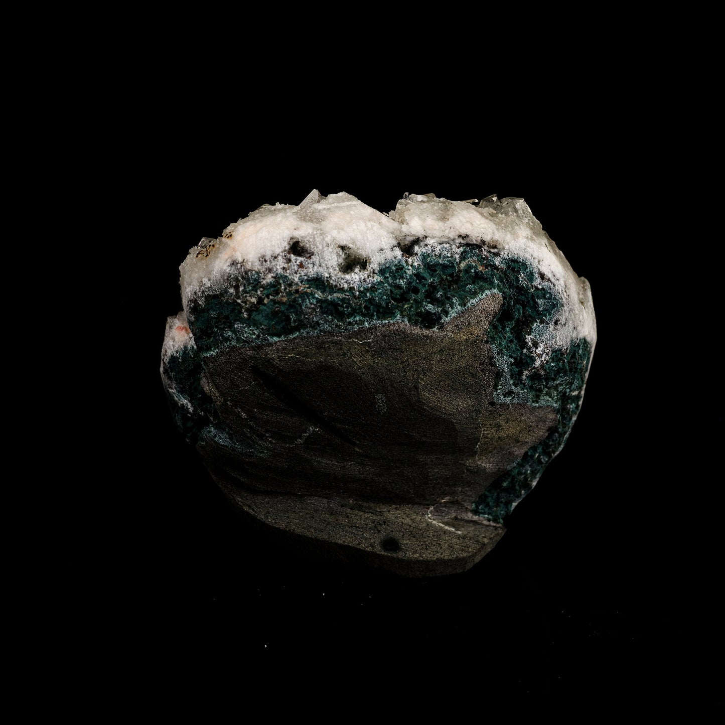 Powellite Fluorescent on Apophyllite Free Standing Natural Mineral Specimen # B 6328