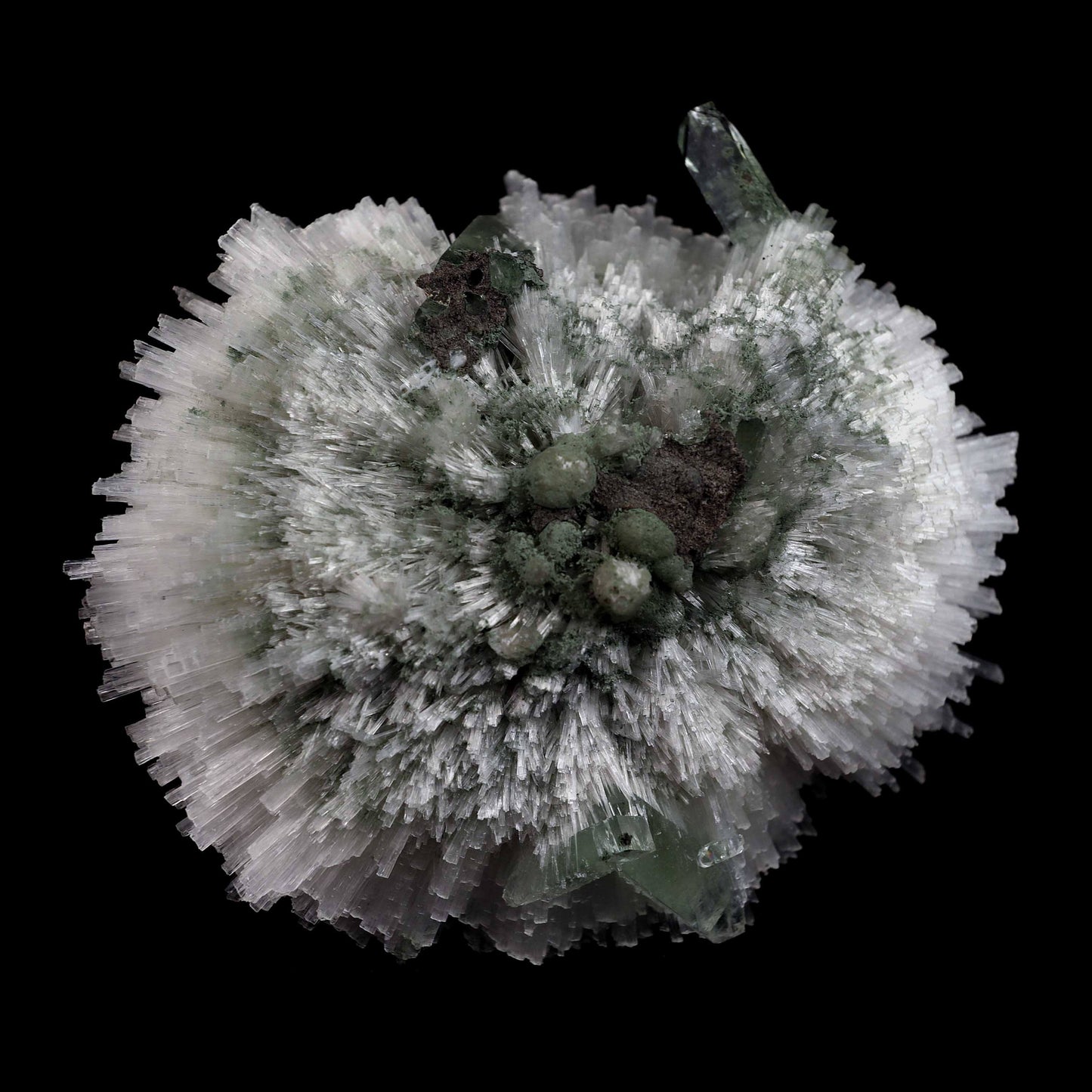 Scolecite Ball with Green Apophyllite Natural Mineral Specimen # B 4526