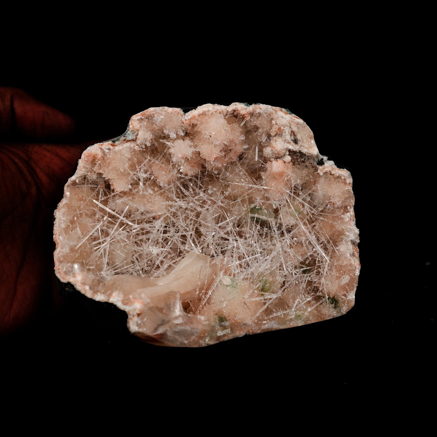 Scolecite Mesh Formation On Stilbite, Heulandite Natural Mineral Specimen # B 5258