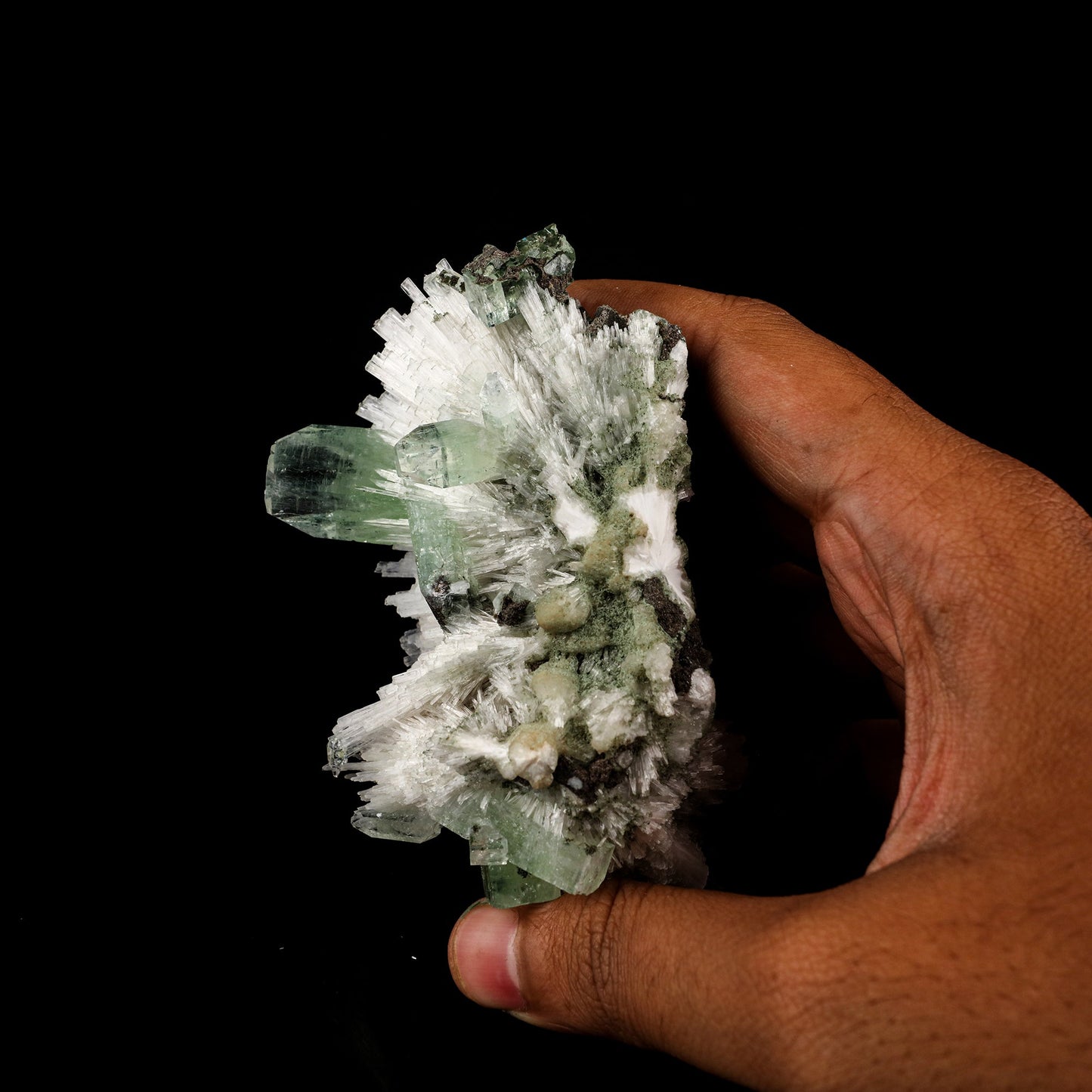 Scolecite Spray with Green Apophyllite Natural Mineral Specimen # B 6056