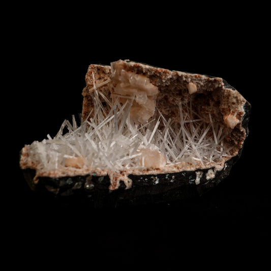 Scolecite Sprays Inside Heulandite Geode Natural Mineral Specimen # B 5059