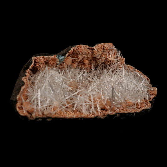 Scolecite Sprays Inside Heulandite Geode Natural Mineral Specimen # B 5071