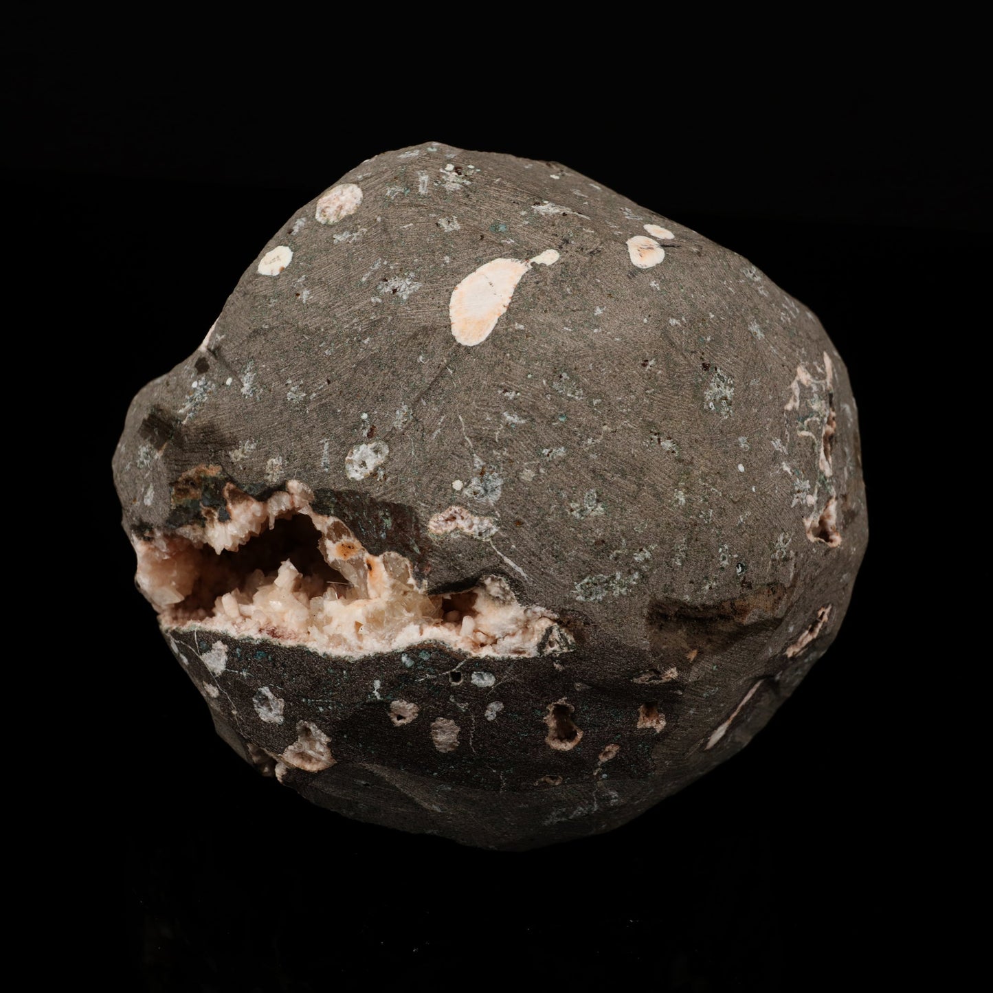 Scolecite Sprays Inside Heulandite Geode Natural Mineral Specimen # B 5600