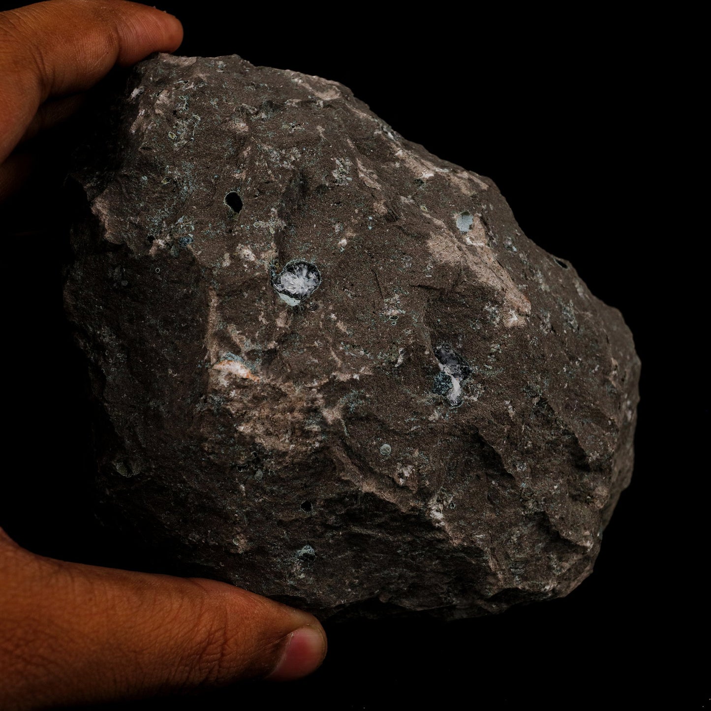 Scolecite Sprays Inside Heulandite Geode Natural Mineral Specimen # B 5685
