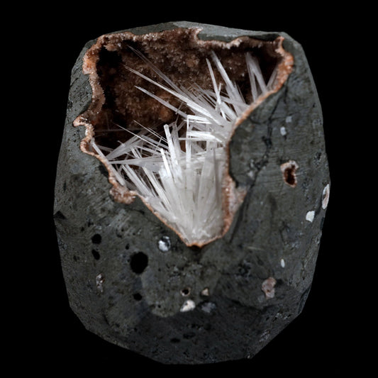 Scolecite Sprays On Heulandite With Stilbite Geode Natural Mineral Specimen # B 4905