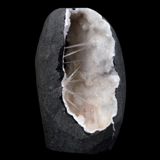 Scolecite Sprays with Heulandite Inside MM Quartz Natural Mineral Specimen # B 4808