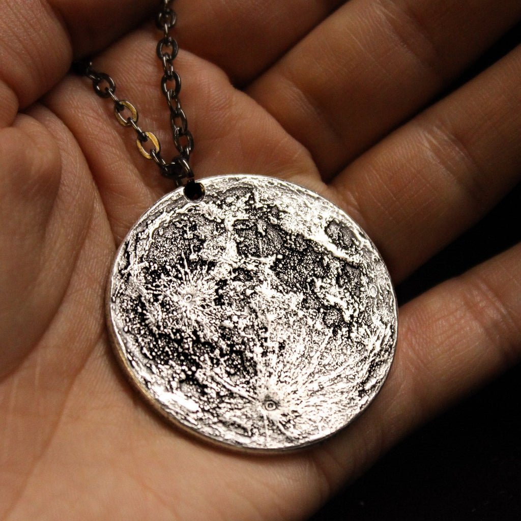 Silver Supermoon Necklace or Charm - Large 1.5 inches / 38 mm