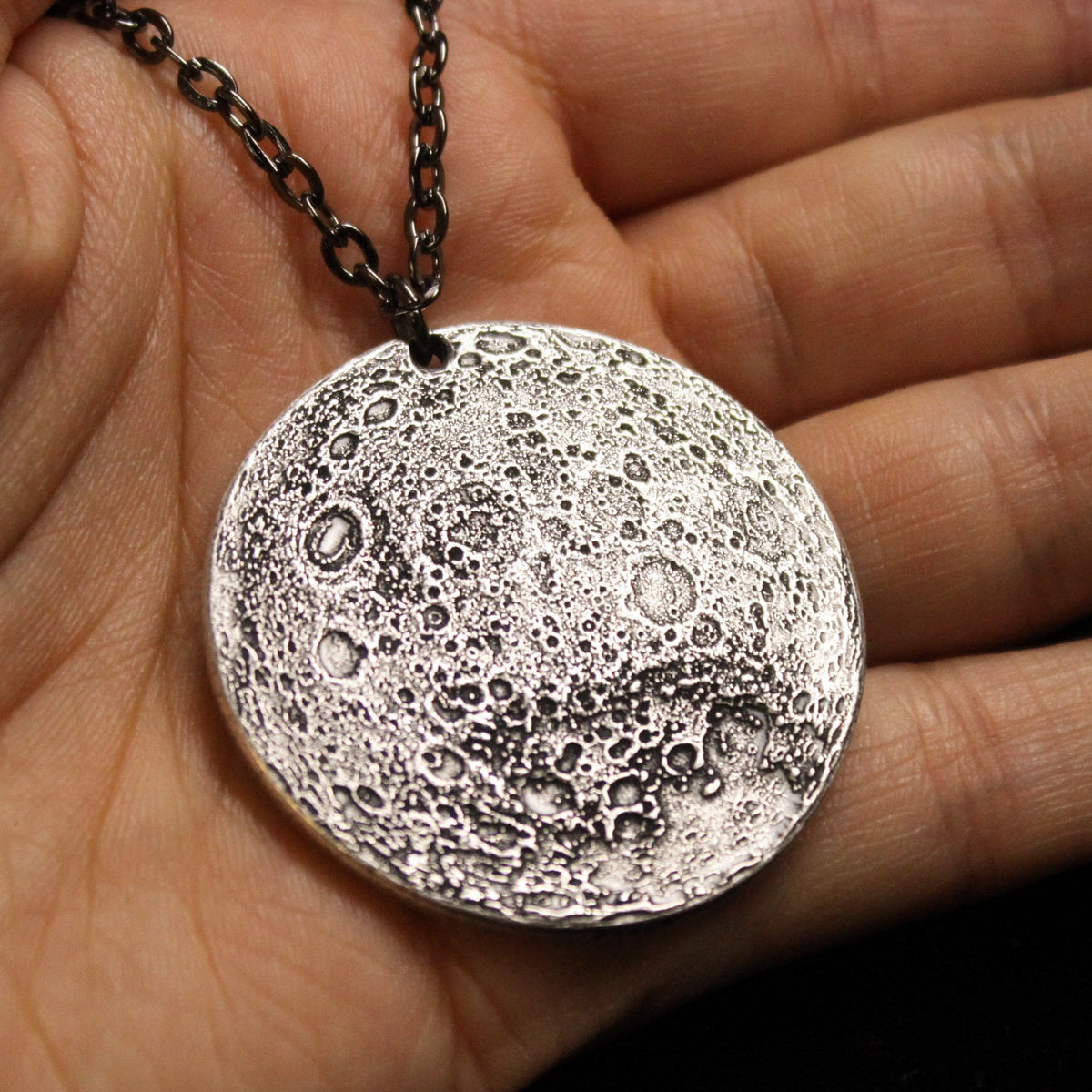 Silver Supermoon Necklace or Charm - Large 1.5 inches / 38 mm