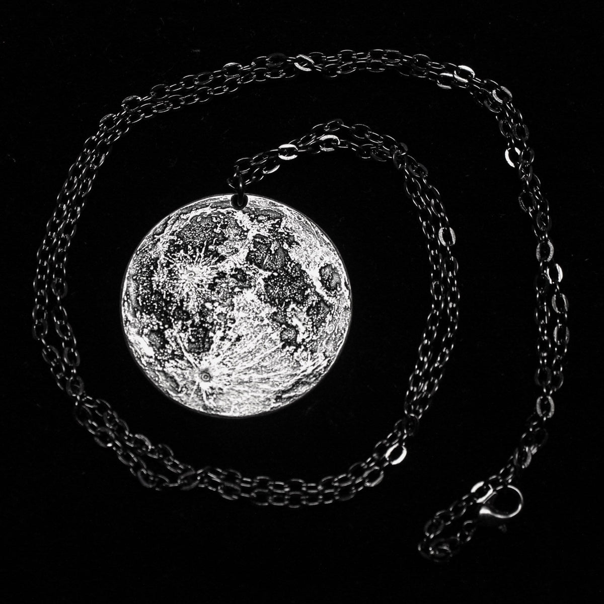 Silver Supermoon Necklace or Charm - Large 1.5 inches / 38 mm