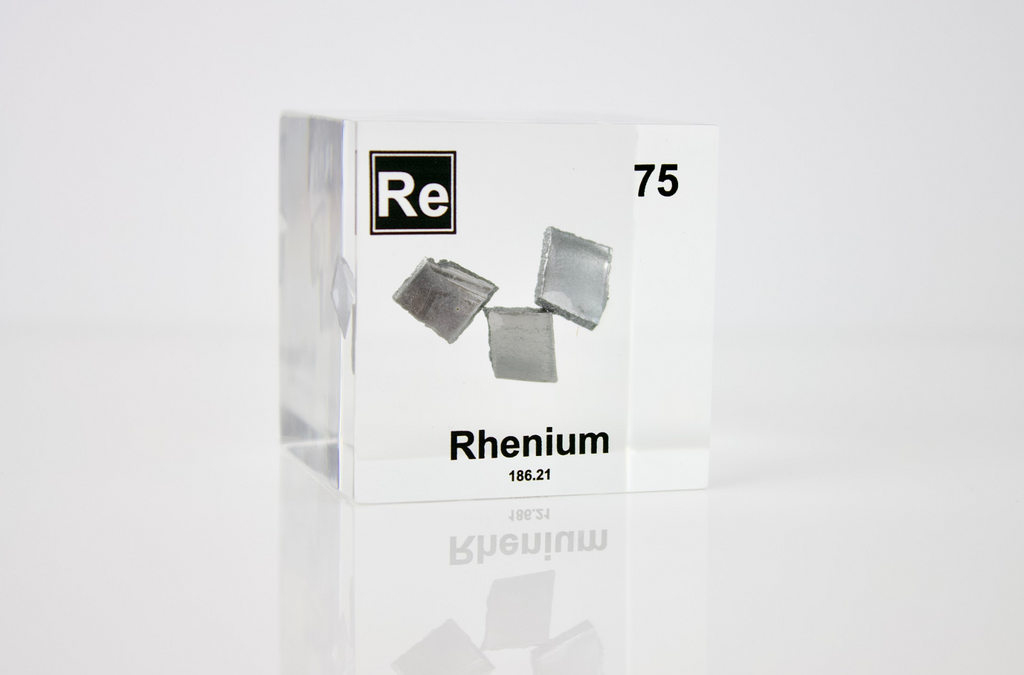 Rhenium Element Cube - 2" Acrylic Display - Atomic Number 75