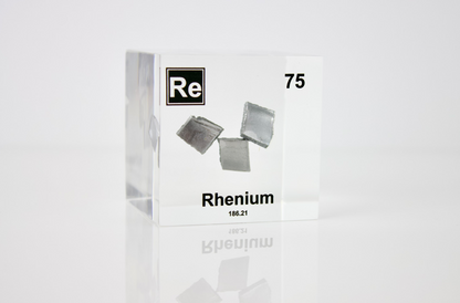 Rhenium Element Cube - 2" Acrylic Display - Atomic Number 75