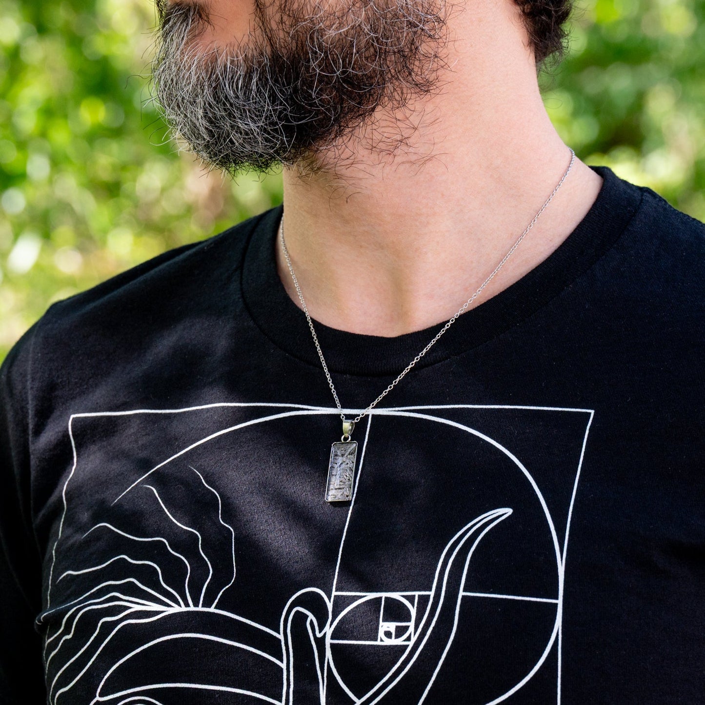 Aletai Meteorite Widmanstätten Pattern Rectangular Pendant