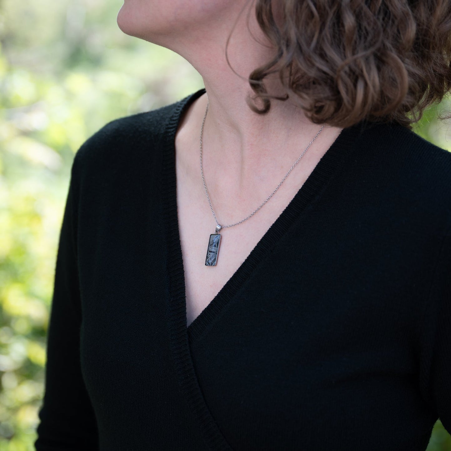 Aletai Meteorite Widmanstätten Pattern Rectangular Pendant