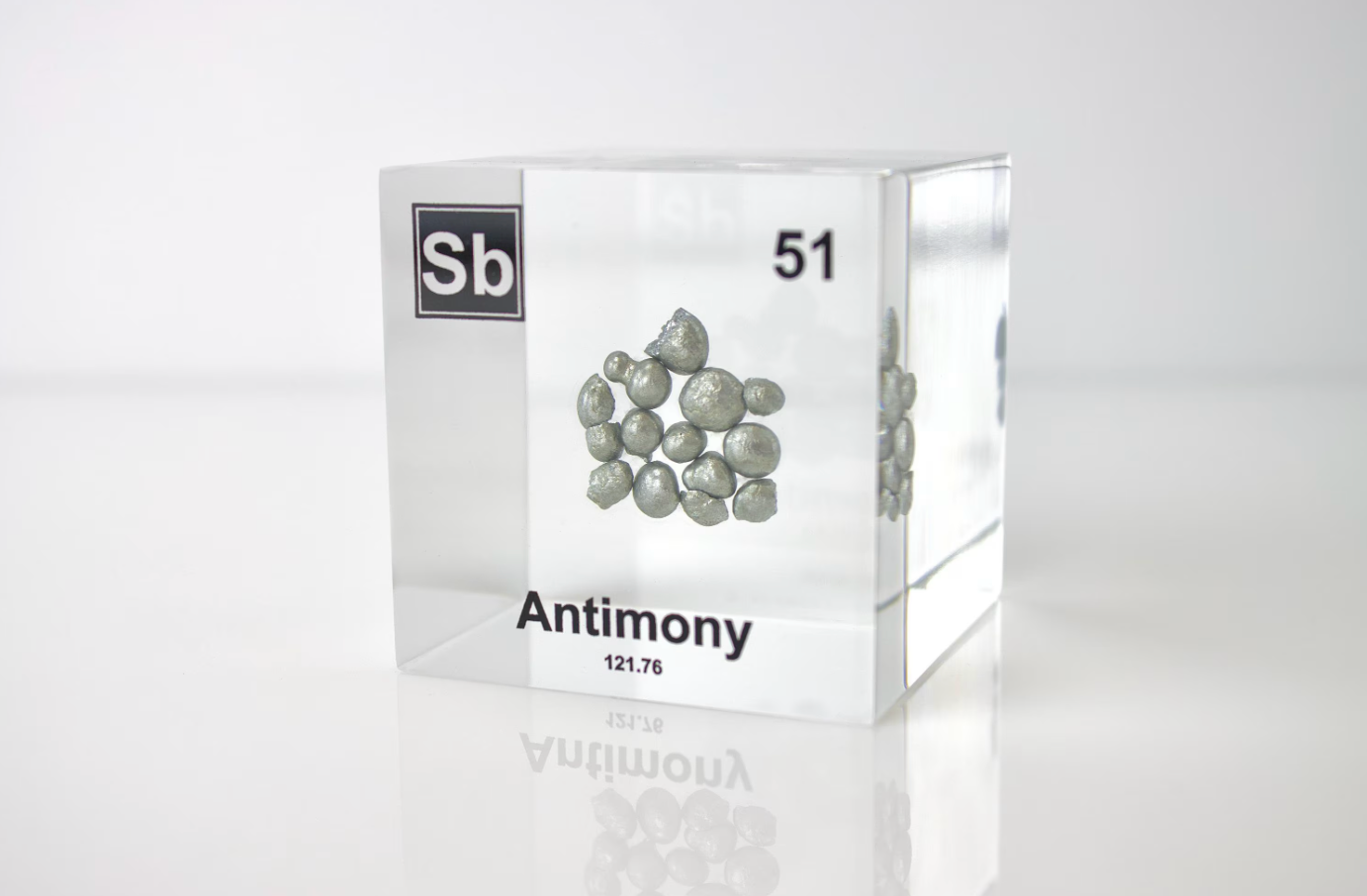 Antimony Element Cube - 2" Acrylic Display - Atomic Number 51