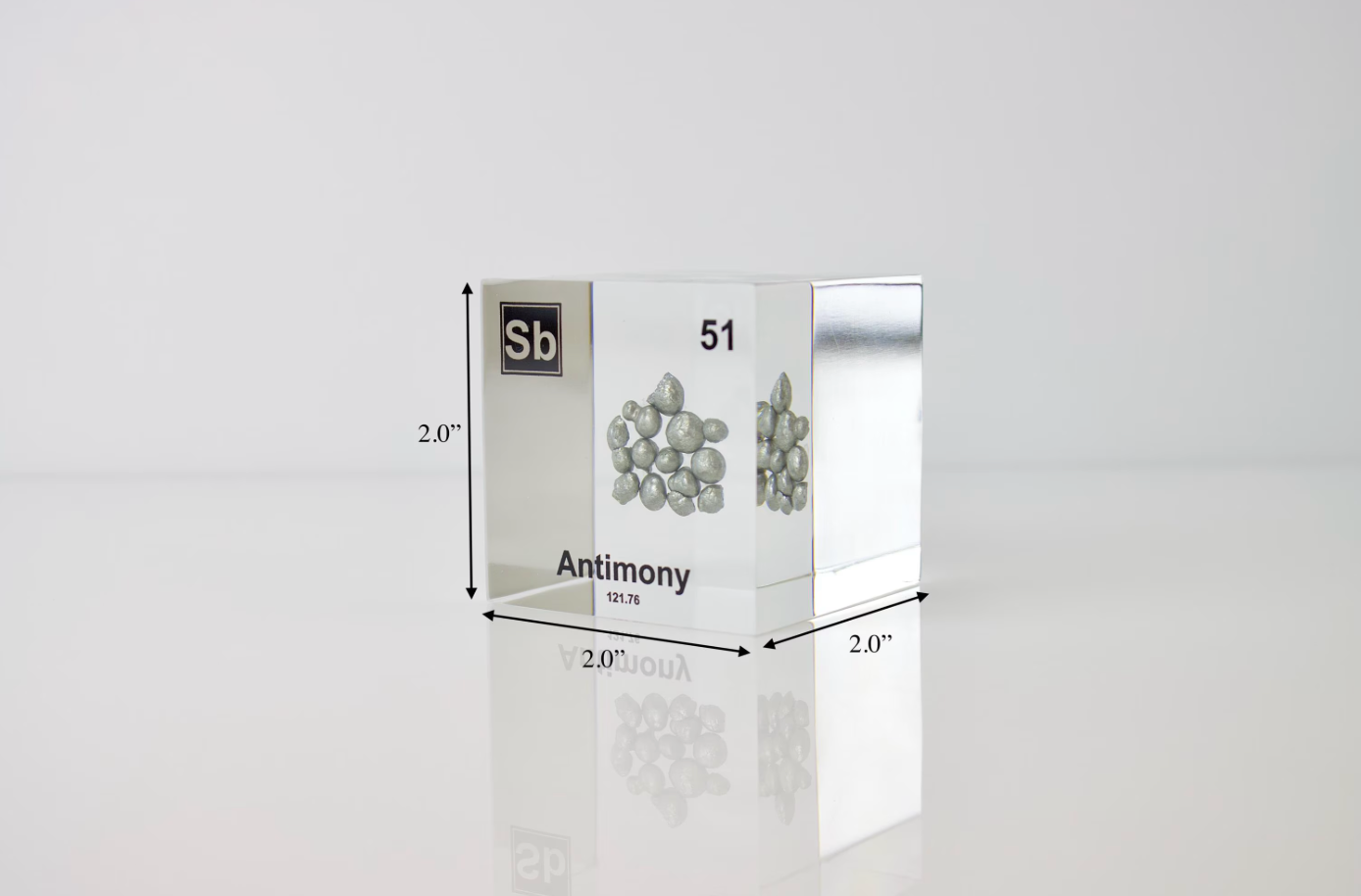 Antimony Element Cube - 2" Acrylic Display - Atomic Number 51
