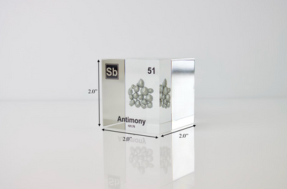 Antimony Element Cube - 2" Acrylic Display - Atomic Number 51