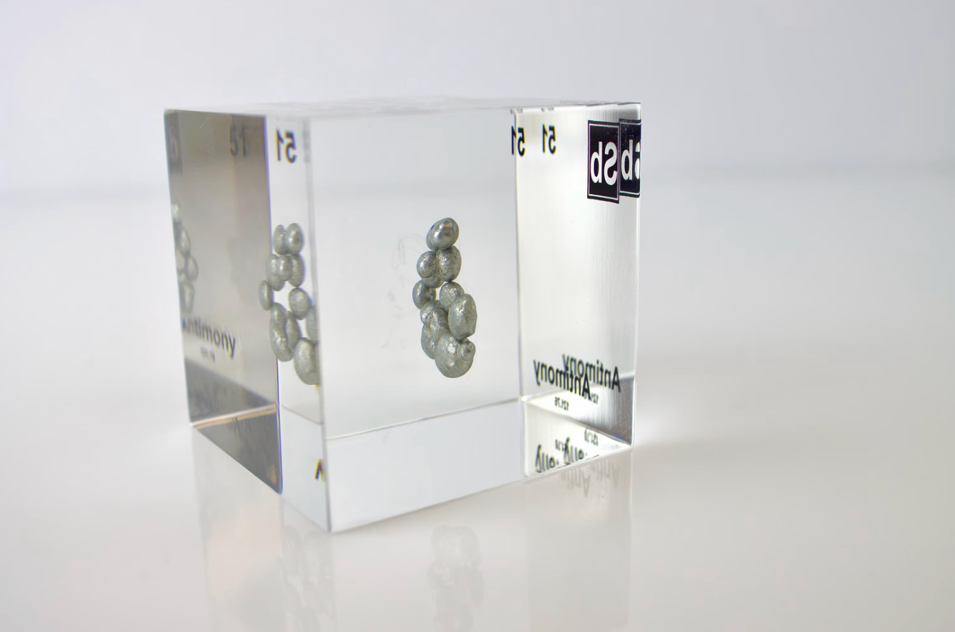 Antimony Element Cube - 2" Acrylic Display - Atomic Number 51