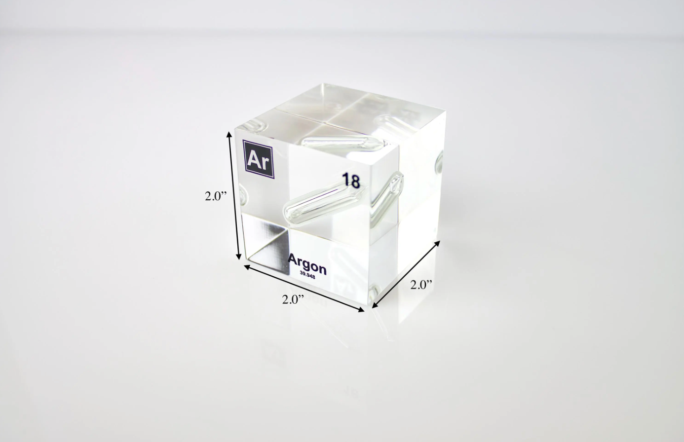 Argon Element Cube - 2" Acrylic Display - Atomic Number 18