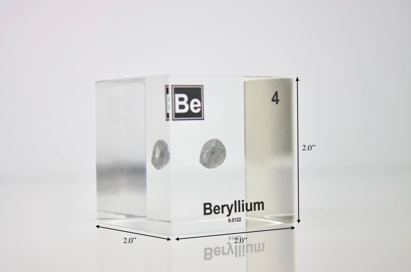 Beryllium Element Cube - 2" Acrylic Display - Atomic Number 4