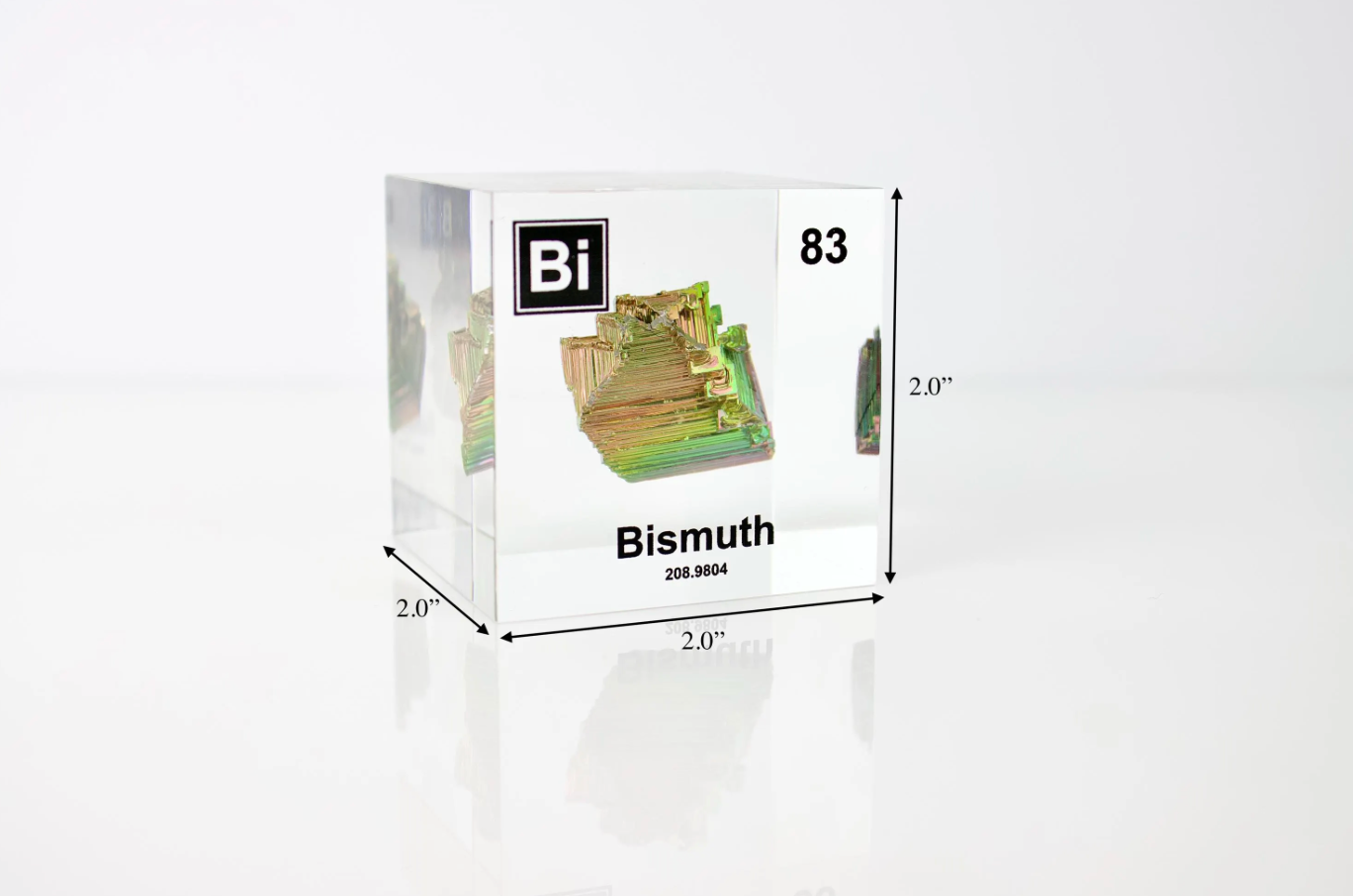 Bismuth Element Cube - 2" Acrylic Display - Atomic Number 83