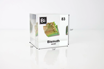 Bismuth Element Cube - 2" Acrylic Display - Atomic Number 83