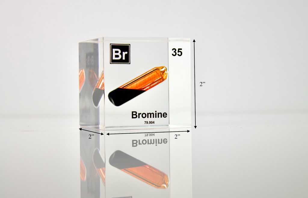 Bromine Element Cube - 2" Acrylic Display - Atomic Number 35