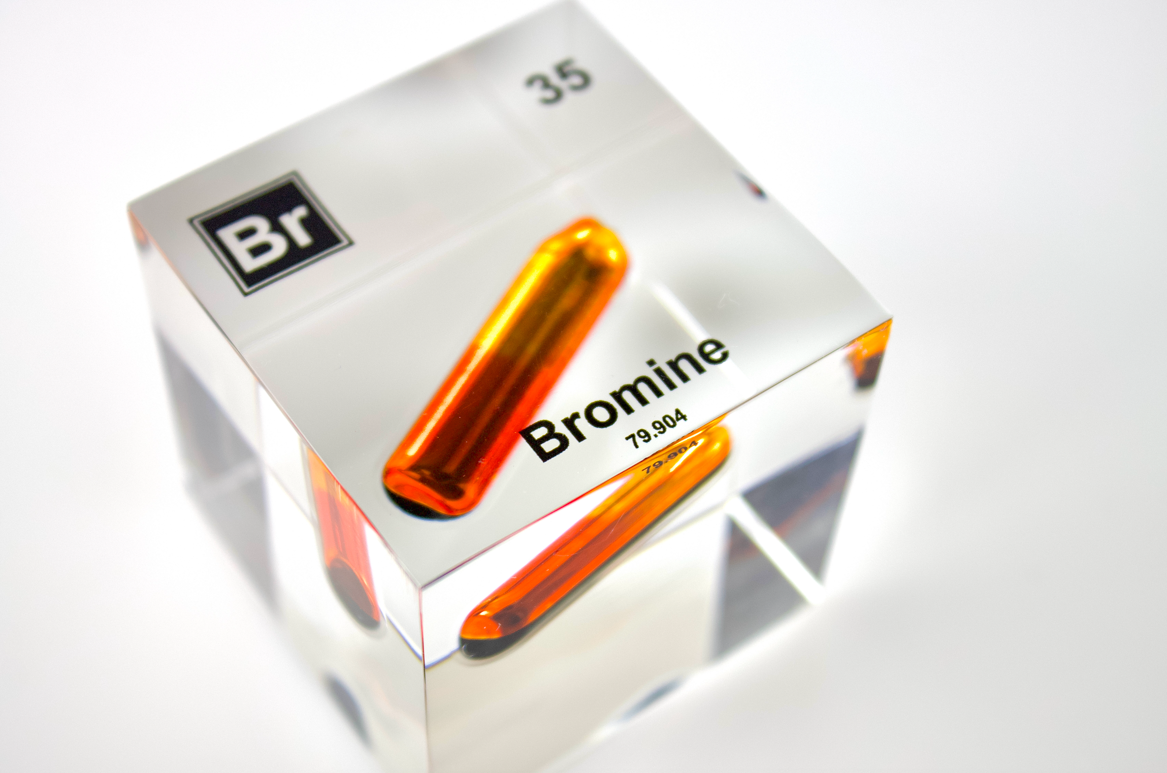 Bromine Element Cube - 2" Acrylic Display - Atomic Number 35