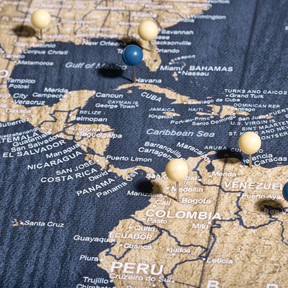 Push Pin World Map: Deep-Sea (Pins Included)