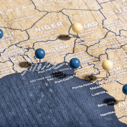 Push Pin World Map: Deep-Sea (Pins Included)