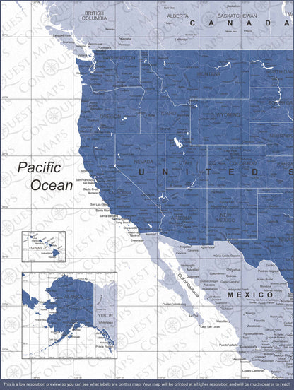 Push Pin USA Map: Navy (Pins Included)