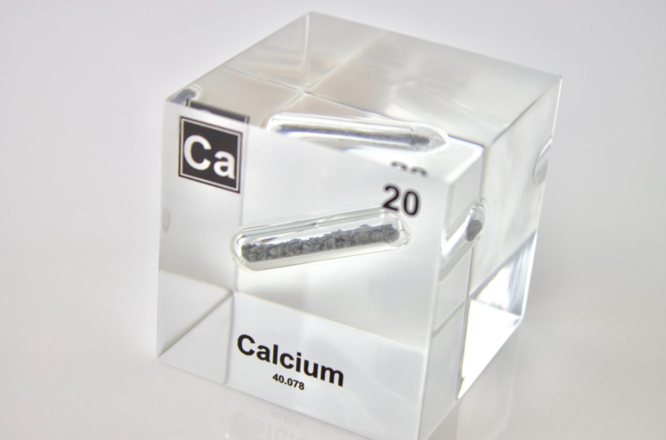 Calcium Element Cube - 2" Acrylic Display - Atomic Number 20