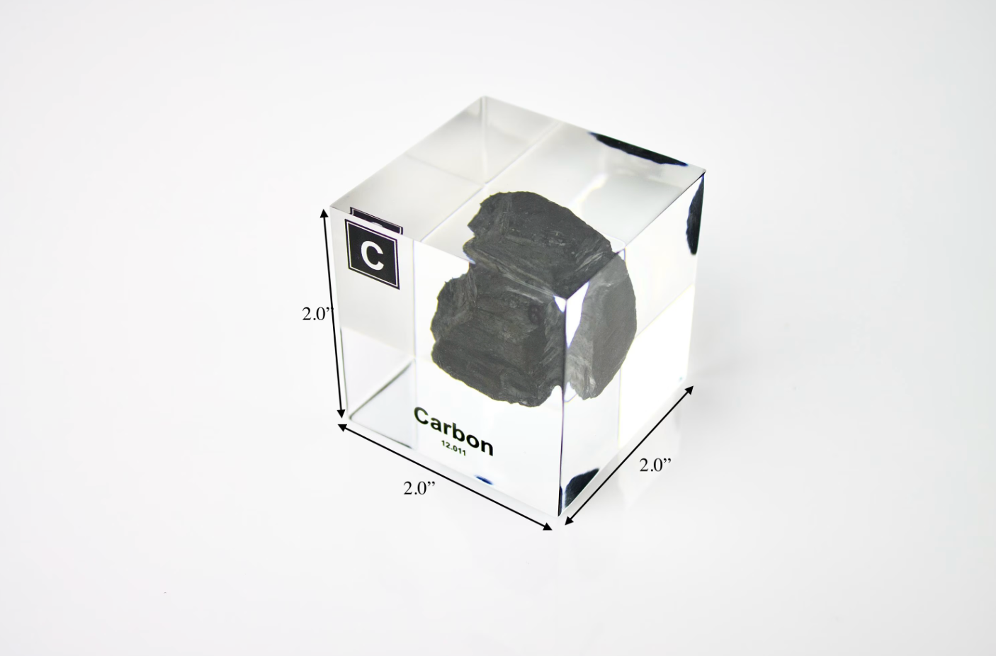Carbon Element Cube - 2" Acrylic Display - Atomic Number 6