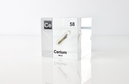 Cerium Element Cube - 2" Acrylic Display - Atomic Number 58