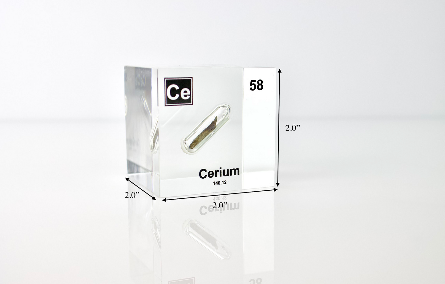 Cerium Element Cube - 2" Acrylic Display - Atomic Number 58