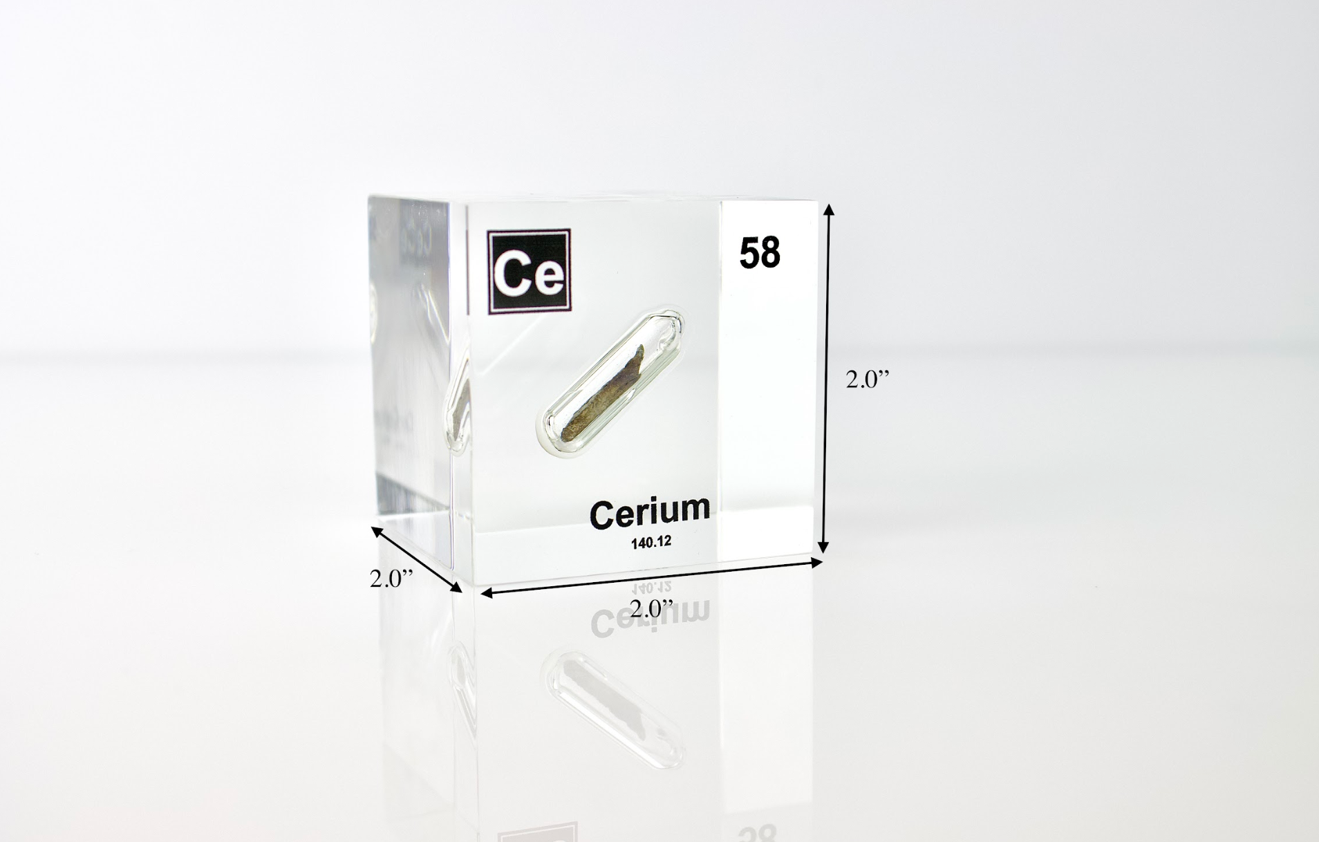 Cerium Element Cube - 2" Acrylic Display - Atomic Number 58