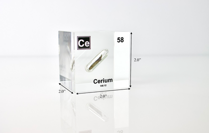 Cerium Element Cube - 2" Acrylic Display - Atomic Number 58