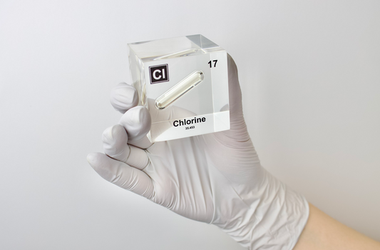 Chlorine Element Cube - 2" Acrylic Display - Atomic Number 17