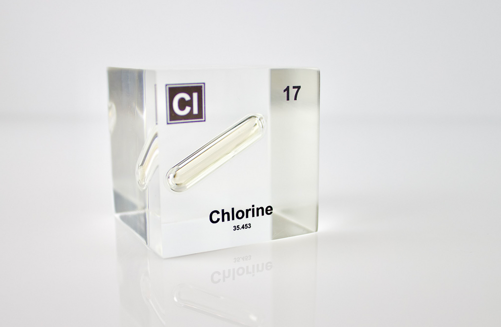 Chlorine Element Cube - 2" Acrylic Display - Atomic Number 17