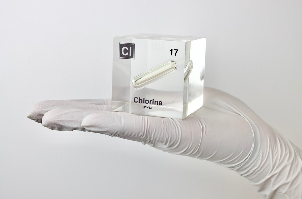 Chlorine Element Cube - 2" Acrylic Display - Atomic Number 17