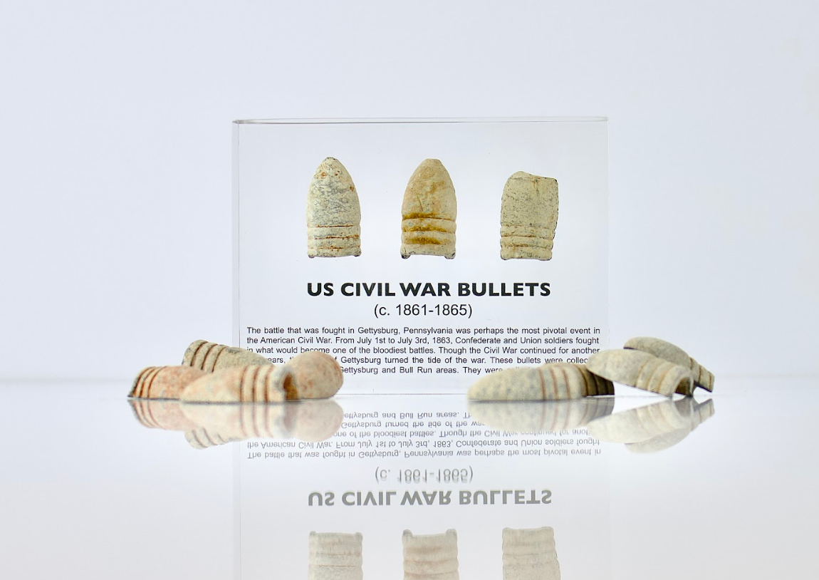 Civil War Bullets Artifact Display