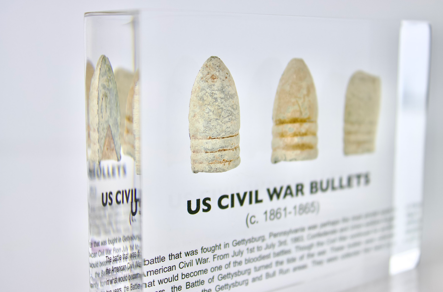Civil War Bullets Artifact Display