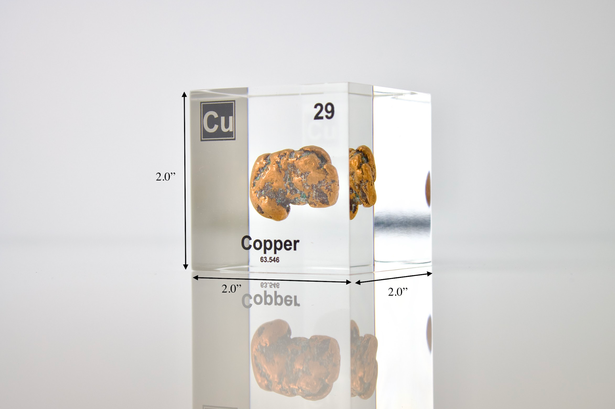 Copper Element Cube - 2" Acrylic Display - Atomic Number 29