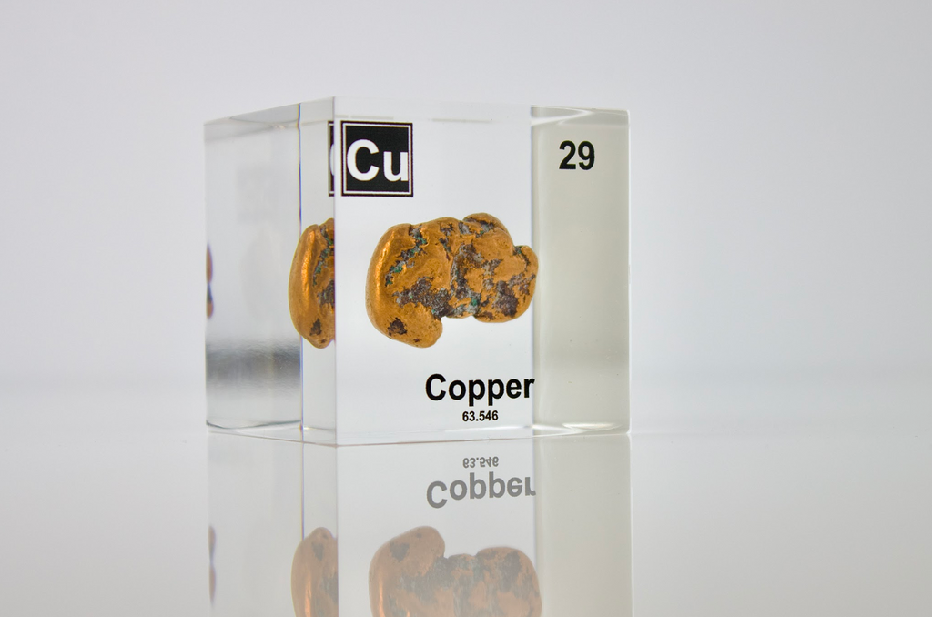 Copper Element Cube - 2" Acrylic Display - Atomic Number 29