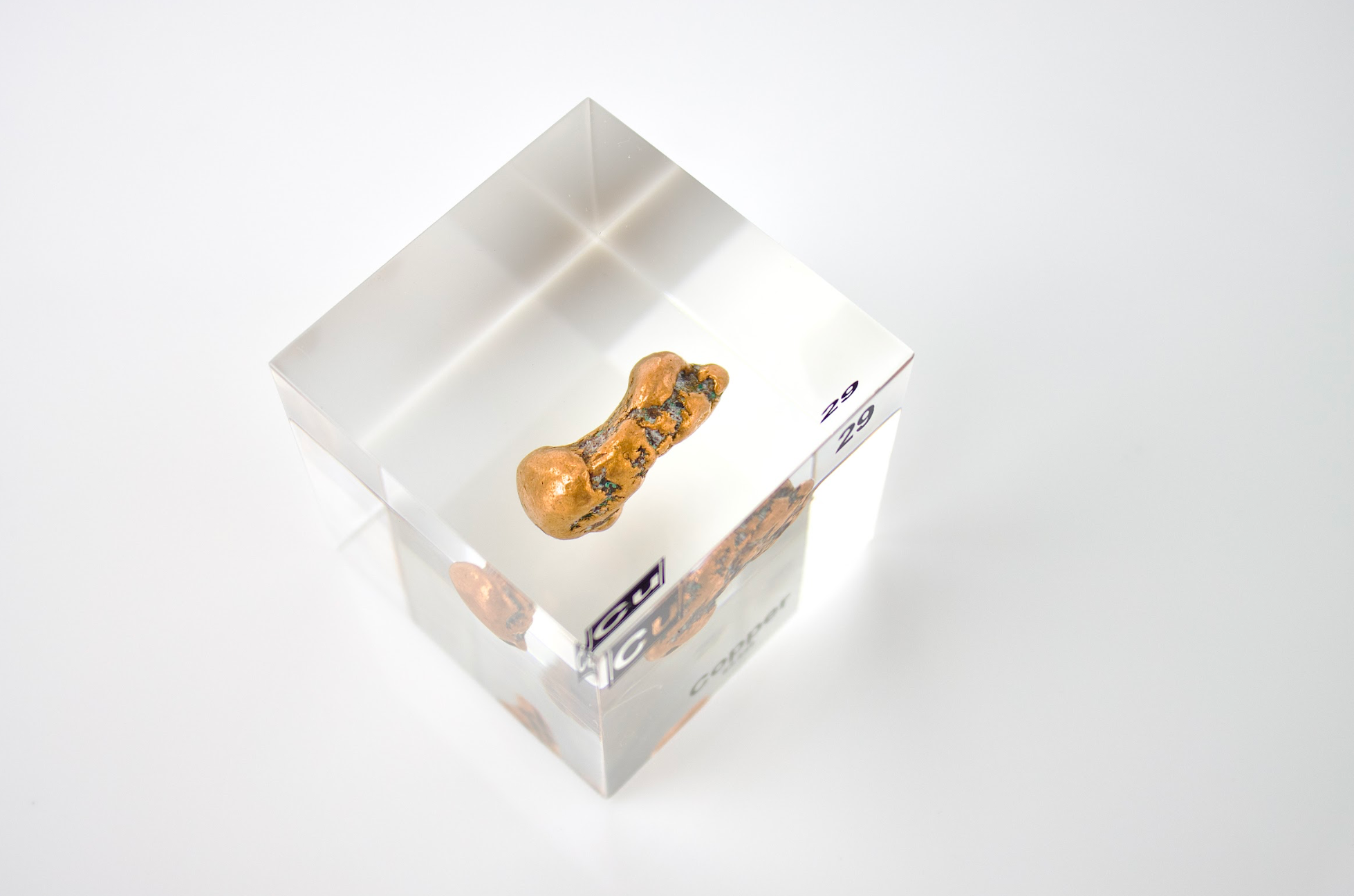 Copper Element Cube - 2" Acrylic Display - Atomic Number 29