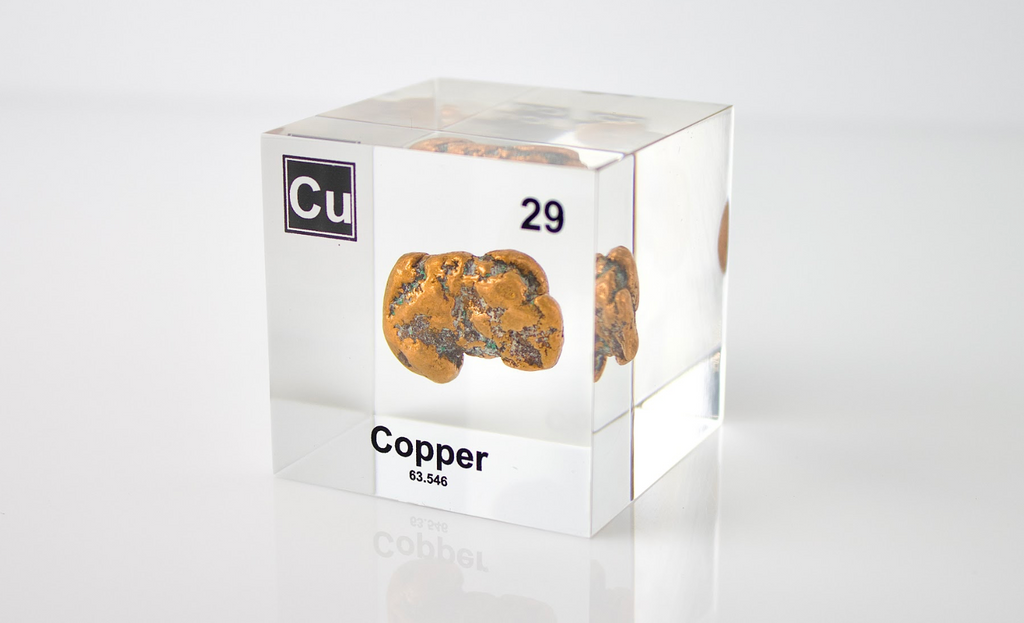 Copper Element Cube - 2" Acrylic Display - Atomic Number 29