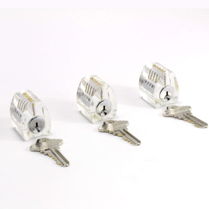Practice Locks Set, 3 Clear Progressive Locks - Easy to Hard