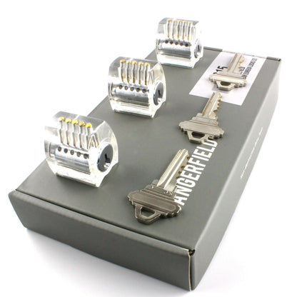 Practice Locks Set, 3 Clear Progressive Locks - Easy to Hard