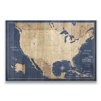 Push Pin USA Map: Deep Sea Drift (Pins Included)