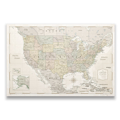 Push Pin USA Map: Desert Sunrise (Pins Included)