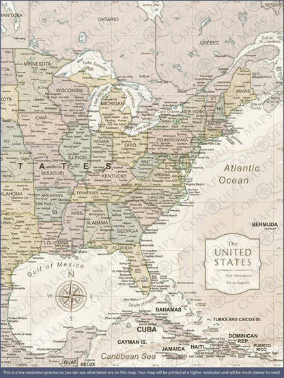 Push Pin USA Map: Desert Sunrise (Pins Included)